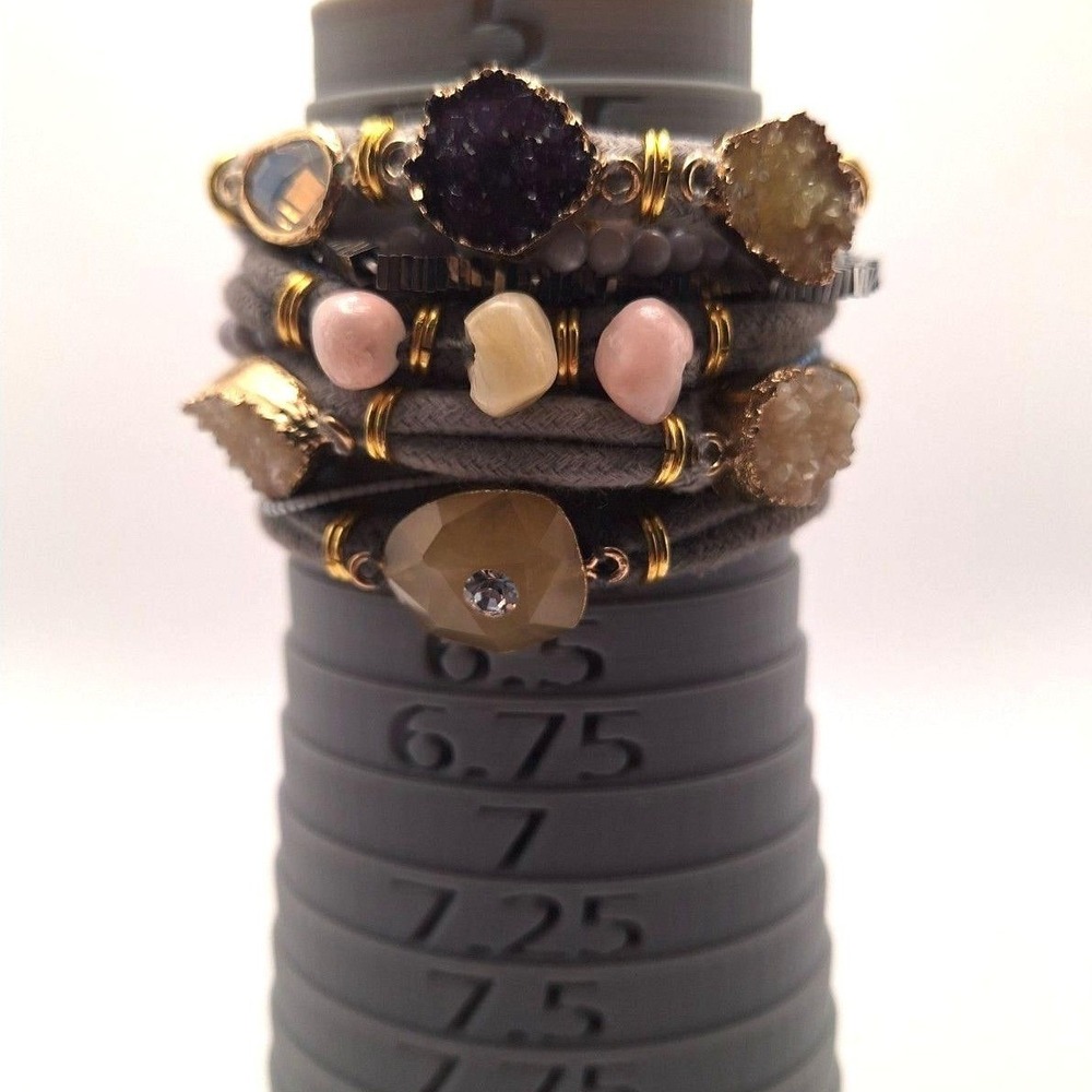 Hipanema multi strand bracelet bohemian ethnic natural stones magnetic gold tone - Picture 3 of 5
